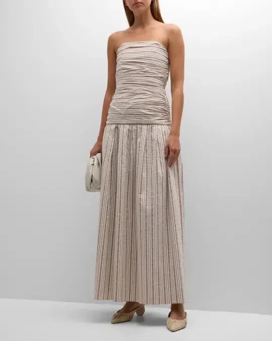 Anna Quan Isadora Strapless Maxi Dress Tobacco Stripe Size AU 6 photo 4