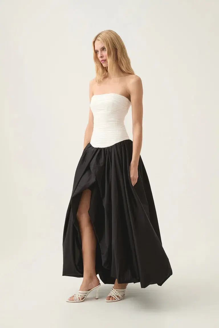 Aje Violette Bubble Hem Maxi Dress Black/White Size AU 8 photo 3