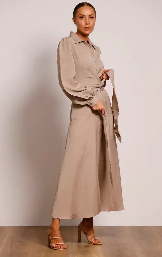 Pasduchas Regalia Shirt Midi Dress Nude Size 8 photo 2