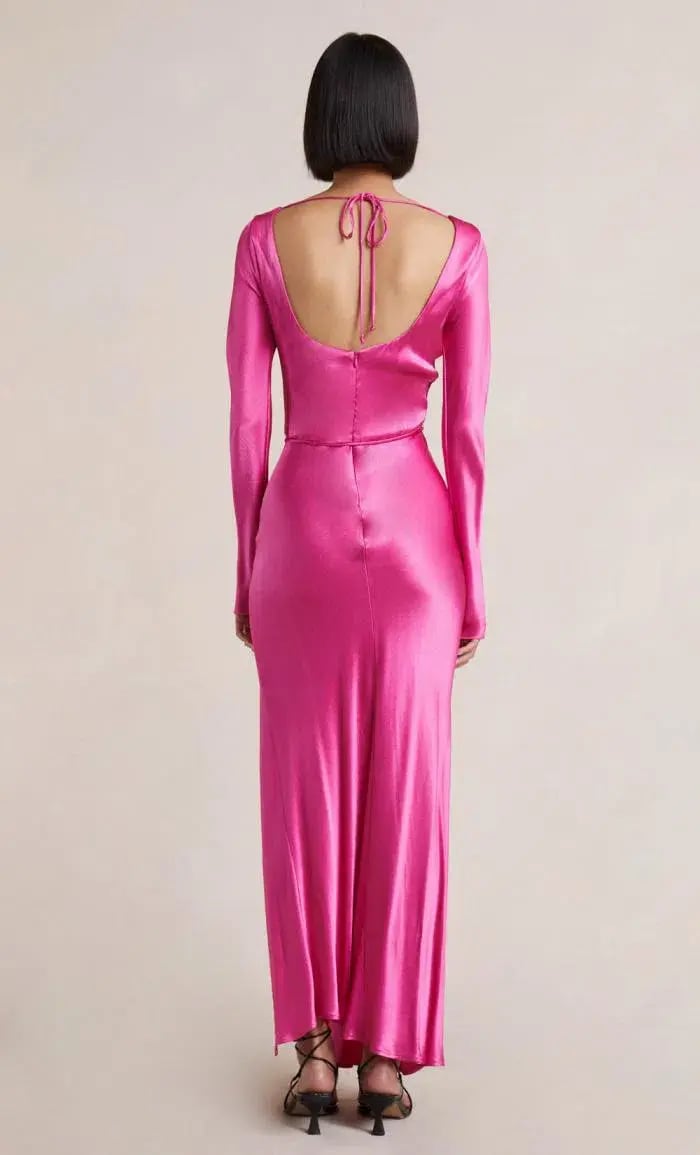 Bec & Bridge Moon Dance Long Sleeve Maxi Dress Deep Pink Size 8 photo 3