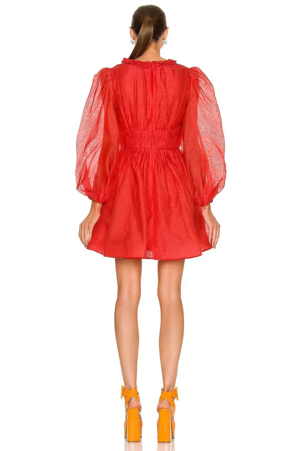 Zimmermann Prima Frill V Neck Mini Dress Red Size AU 12 photo 3