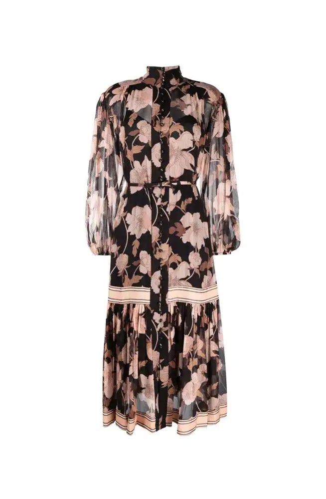 Zimmermann Concert Peonies Panelled Midi Dress Black Peonies Size 0 / AU 8 photo 4