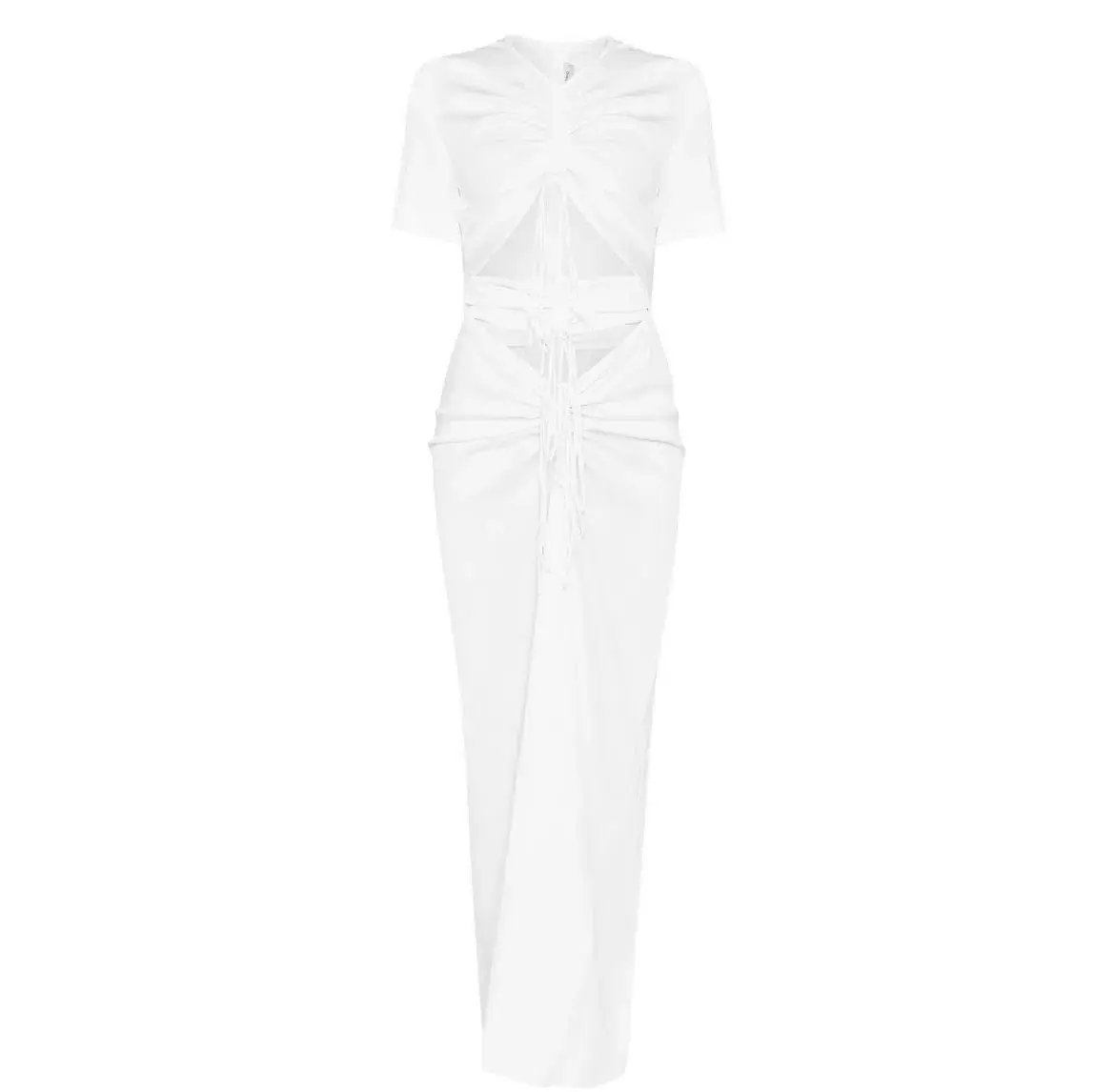 Christopher Esber White Ruched Tee Midi Dress White Size 6 photo 3