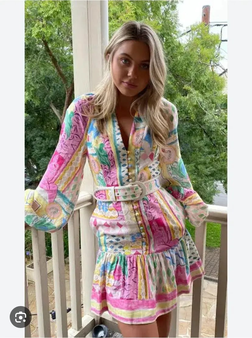 Rebecca Vallance Le Mur Rose Mini Dress Multi Size 8 photo 4
