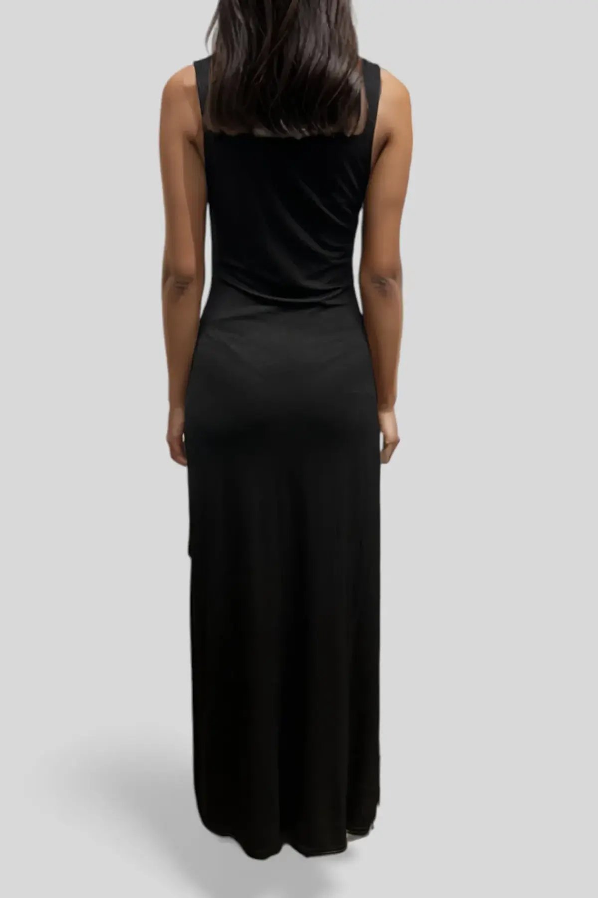 CUE Asymmetric Drape Dress in Black Size 10 photo 3