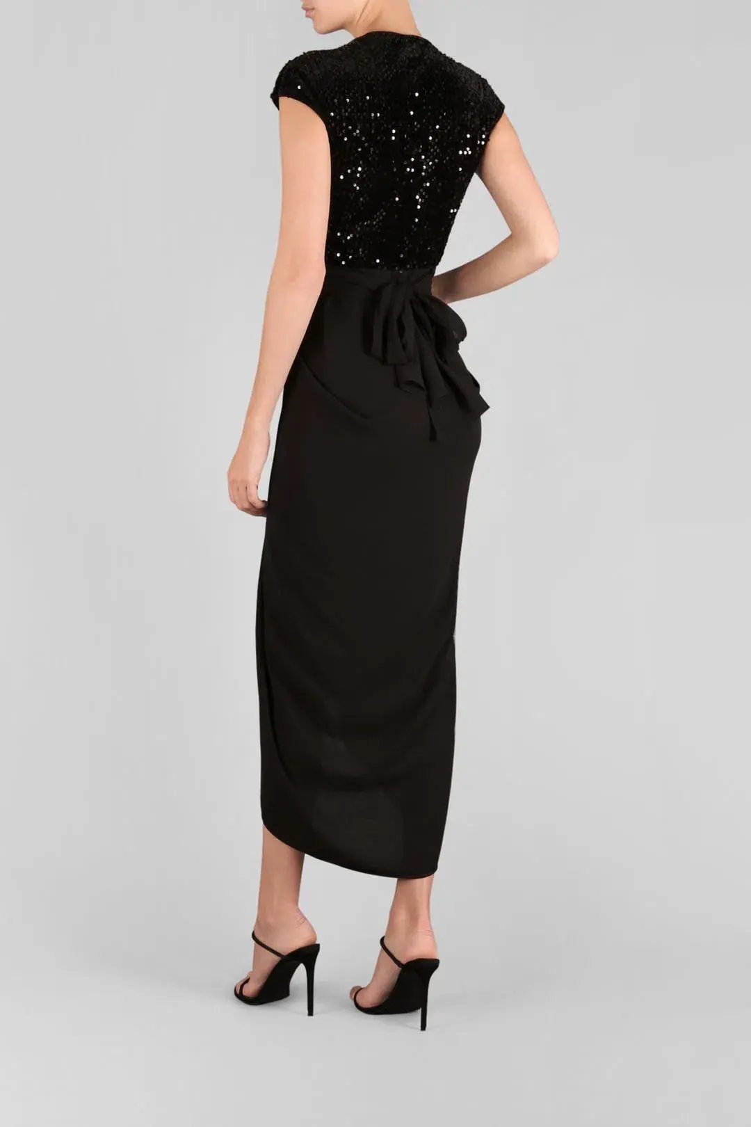 Carla Zampatti  Je T'aime Waterfall Dress Black Size 8 photo 3