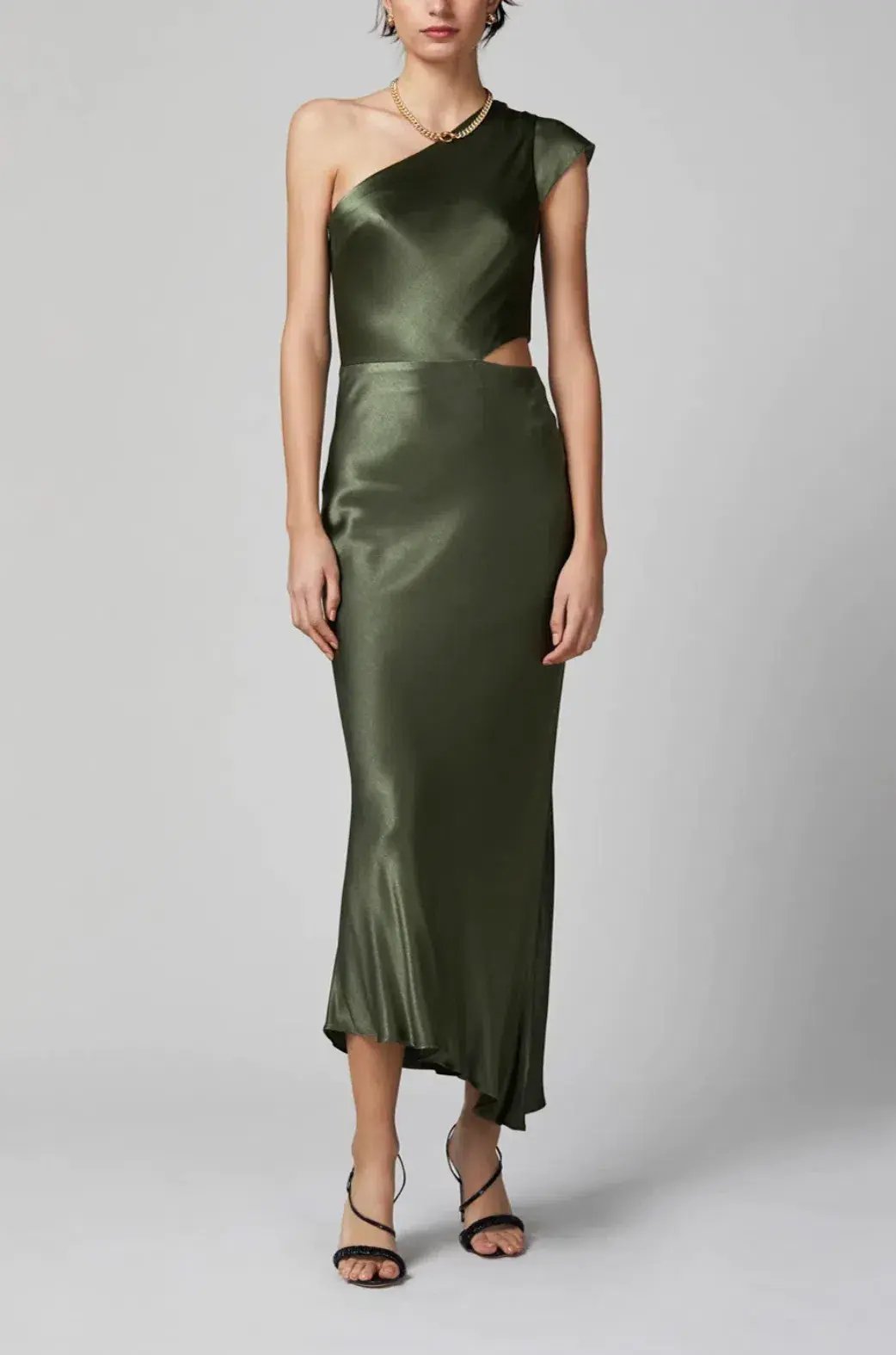 Bec & Bridge Delphine Asym Midi Dress Fern Green Size 10 photo 4