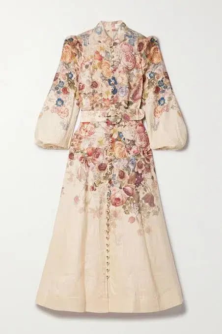 Zimmermann Luminosity Buttoned Midi Dress Floral Size 2 / Au 12 photo 6