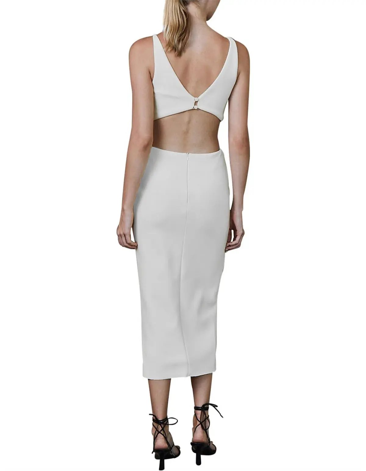 Bec & Bridge Scout Cut Out Midi Dress Ivory Size 10 photo 3