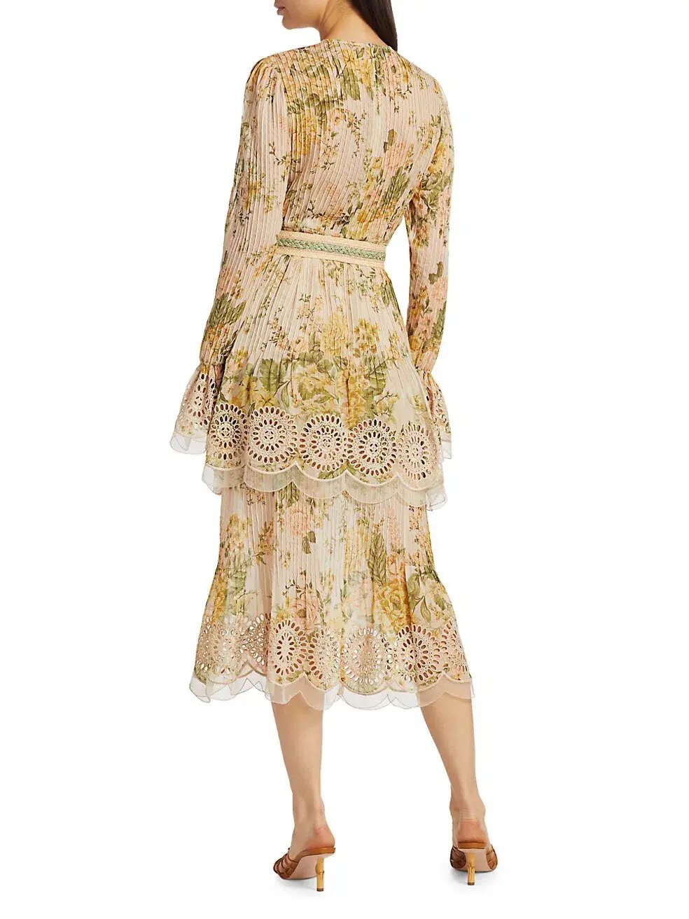 Zimmermann Amelie Pintuck Long Sleeve Midi Dress Floral Size 1 / AU 10 photo 3