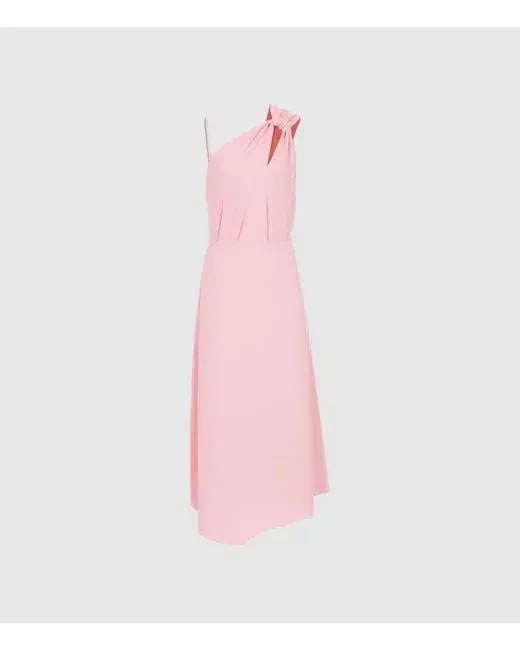 Reiss One Shoulder Delilah MIDI Dress Pink Size L / AU 12 photo 3