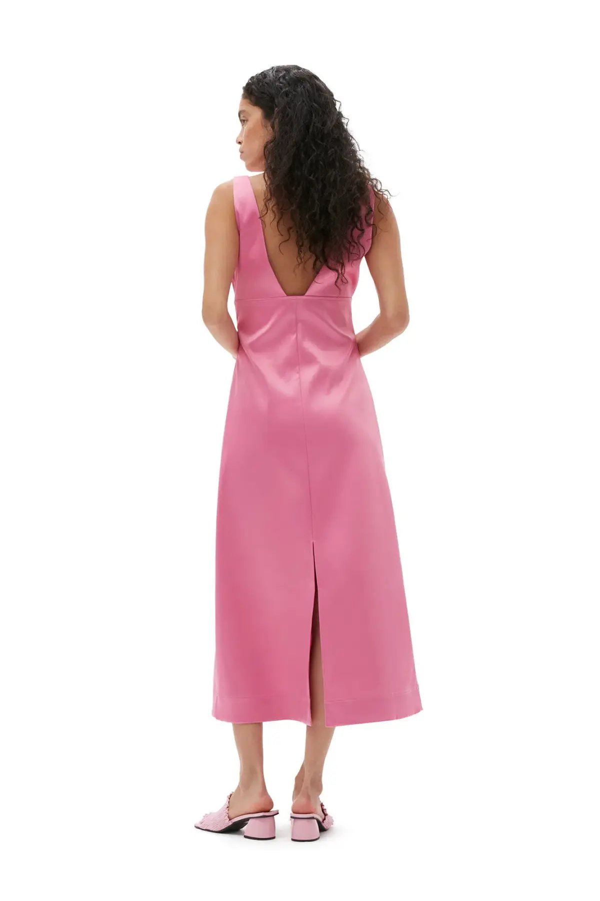 Ganni Double Satin Halter neck Dress Wild Orchard Size 8 photo 4