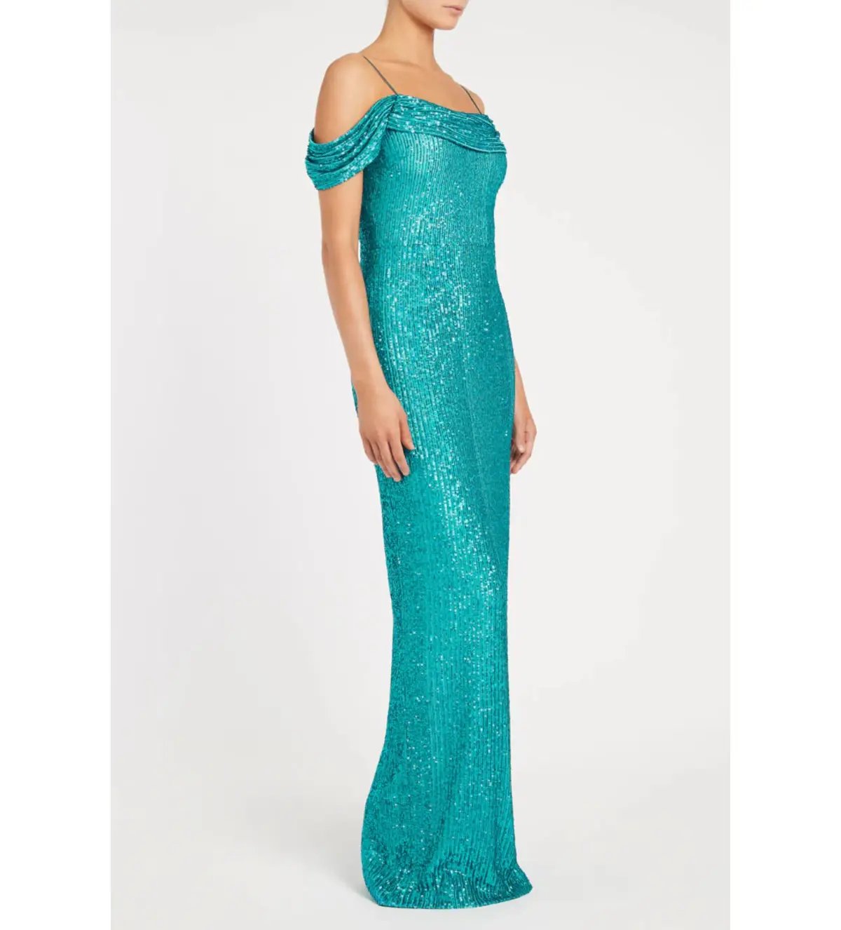 Rebecca Valance Missing Hours Sequence Gown in Green Size 6 photo 3