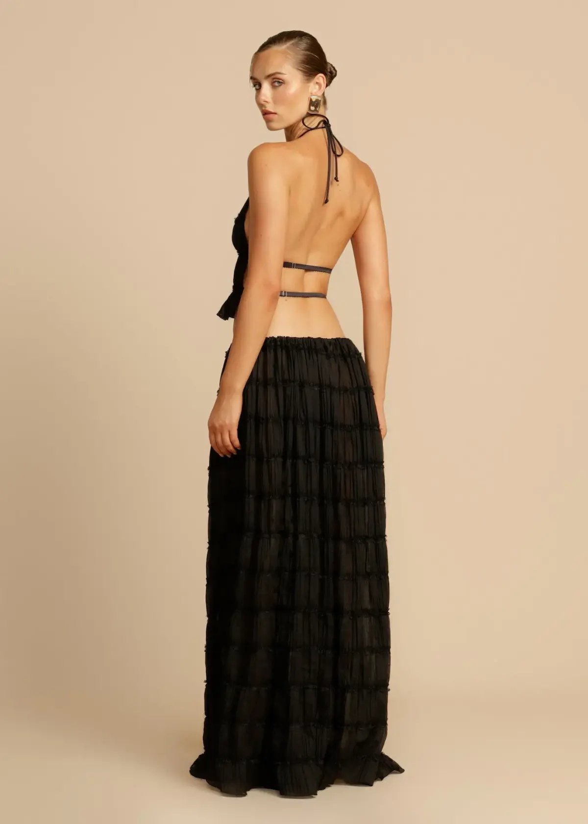 Arcina Ori Juliette Halter Top & Maxi Skirt Set in Black Size S (6-10 AU) photo 5
