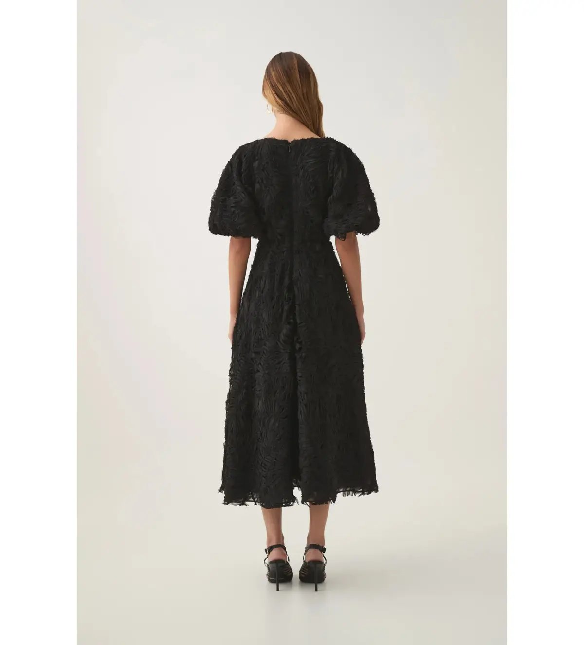 Aje Florential Textured Midi Dress Black Size AU 16 photo 3