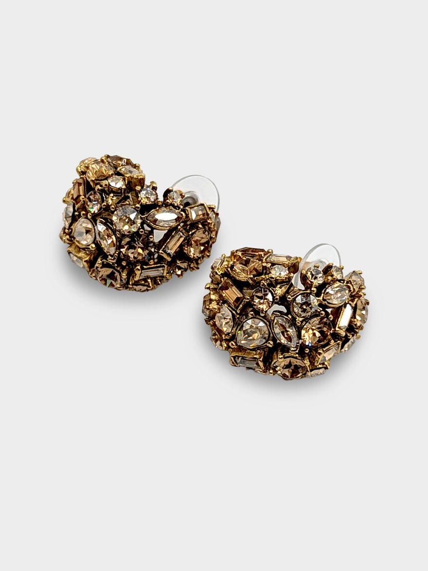 Oscar De La Renta Crystal Domed Earrings photo 3