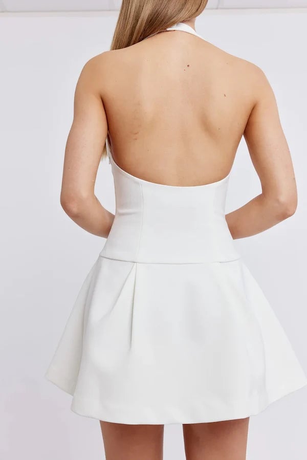 ODD MUSE THE ULTIMATE MUSE DROPPED HEM MINI DRESS - WHITE photo 4
