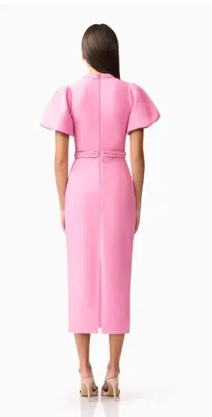 Elliatt Coralene Puff Sleeve Midi Dress Pink Size 6 photo 3