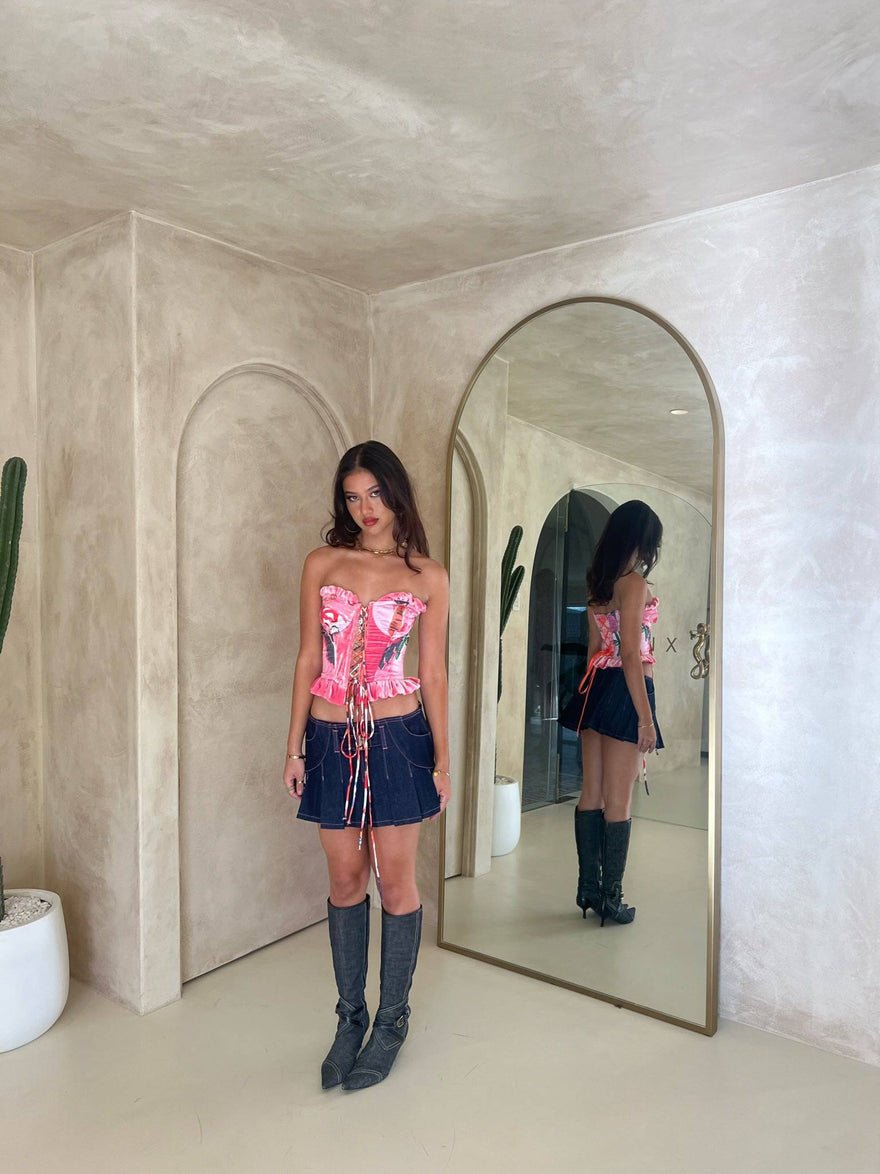 Bye Bambi Bella Pleated Mini in Denim photo 3