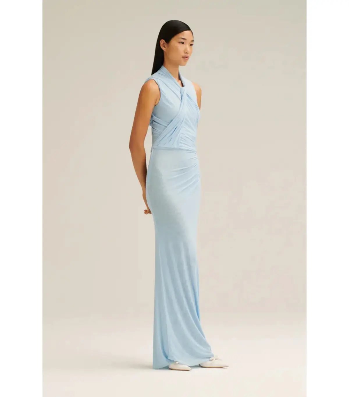 Scanlan Theodore Mesh Drape Top And Skirt Pale Blue Size AU 10 photo 2