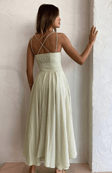 By Johnny Pistachio Stripe Sun Dress Print Size 14 photo 2