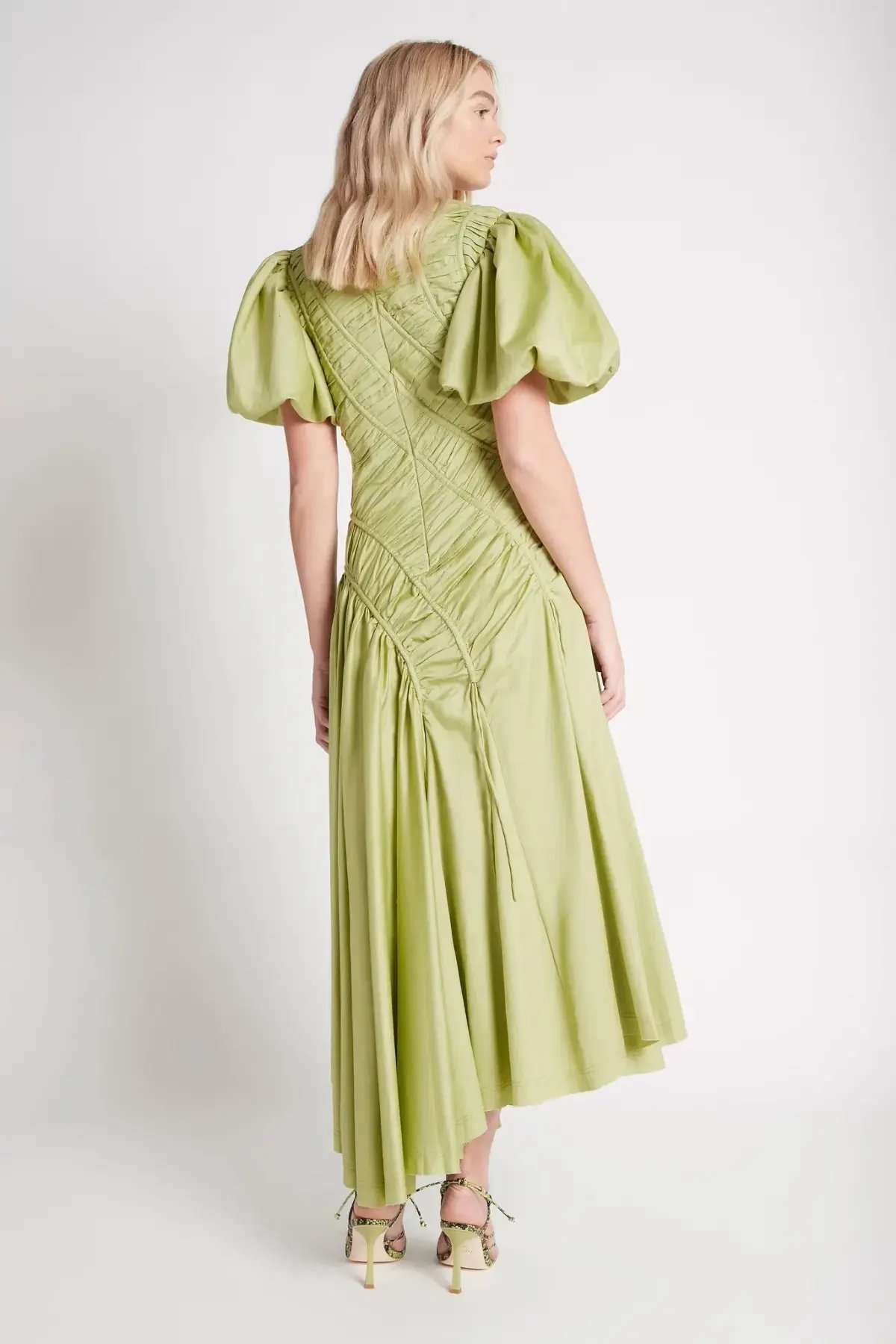 Aje Siren Drawstring Midi Dress in Bayleaf Green Size 6 photo 3