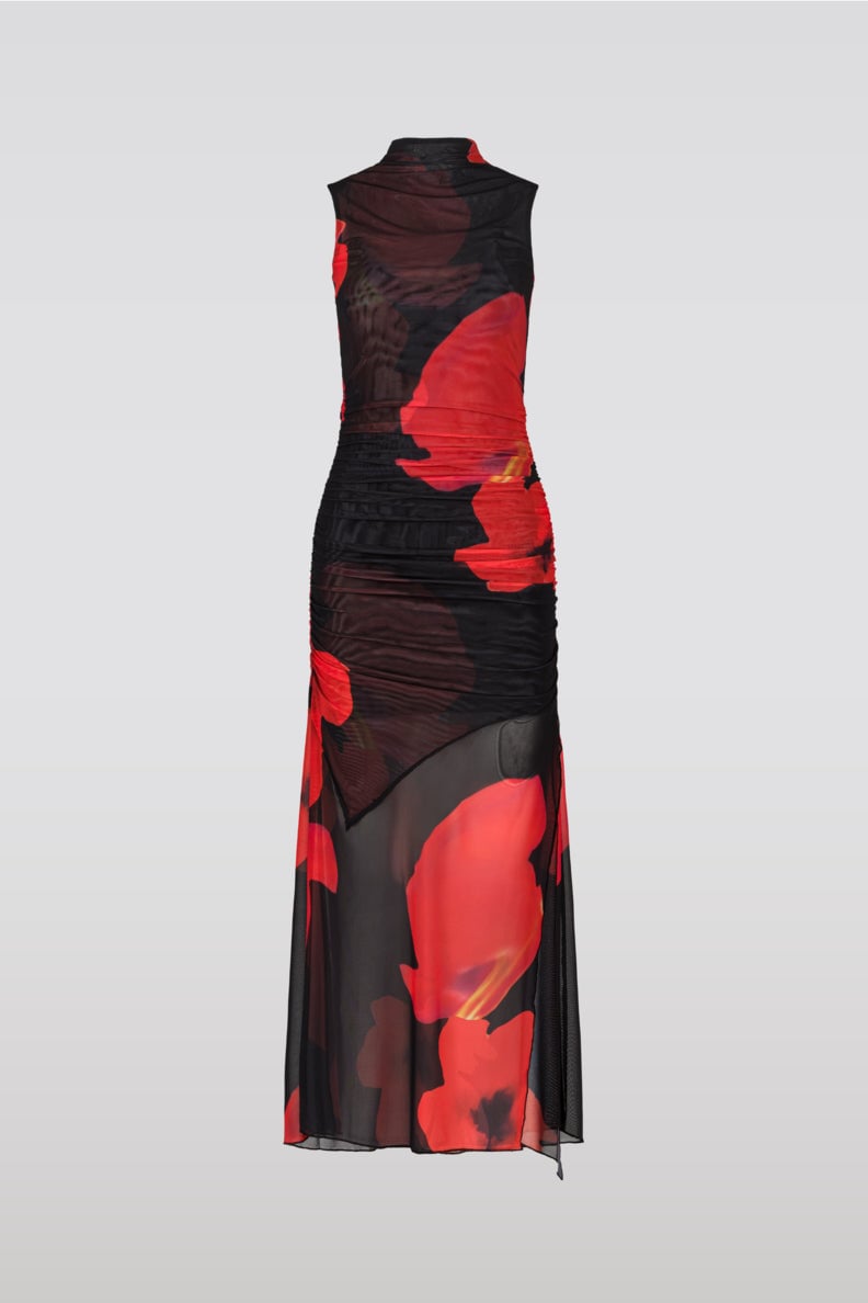 SAEMDI FLORAL PRINTED MESH DRESS - BLACK MULTI photo 3