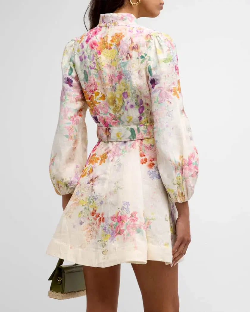 Zimmermann Natura Buttoned Mini Dress Floral Size 8 (0) photo 2