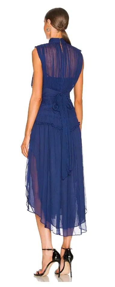 Shona Joy Safira Blue Pleated Chiffon Dress Blue Size 12 photo 3