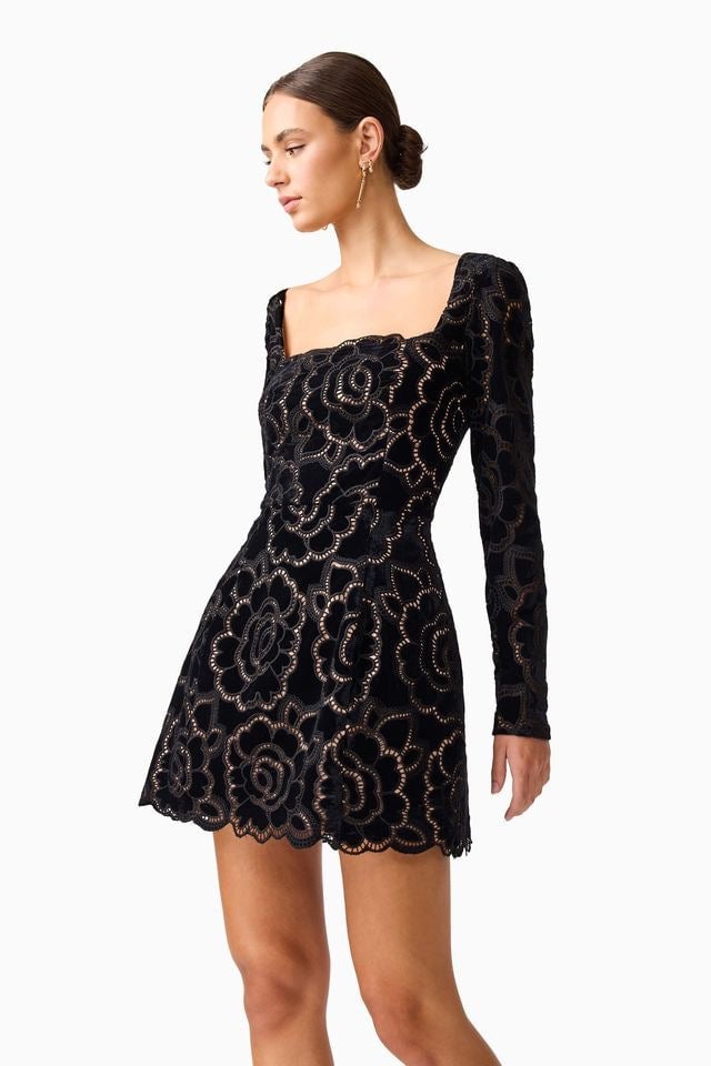 Elliatt Eris Long Sleeve Mini Dress - Black photo 2