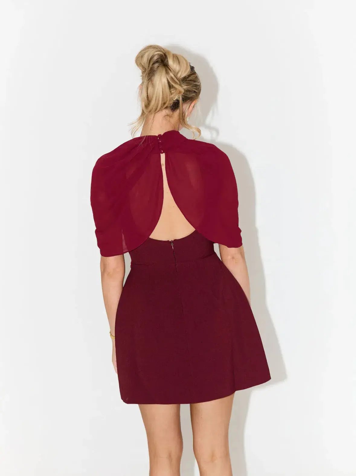 Odd Muse The Ultimate Muse Gathered Mini Dress Bordeaux Red Size 10 photo 3