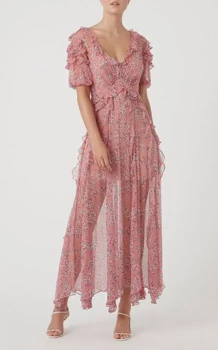 Rachel Gilbert Chiara Silk Floral Maxi Dress Size 1/Au 8 photo 2