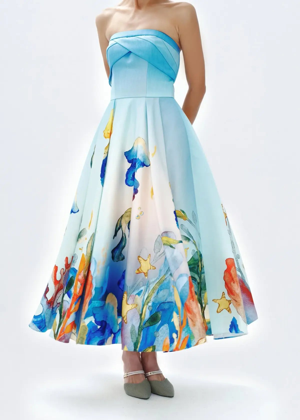Justin Tong Aquarelle Midi Dress Multi Size 14 photo 6