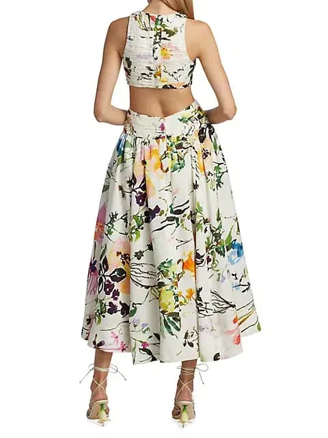 Aje Introspect Cut Out Midi Dress in Botanic Floral Print AU10 photo 7
