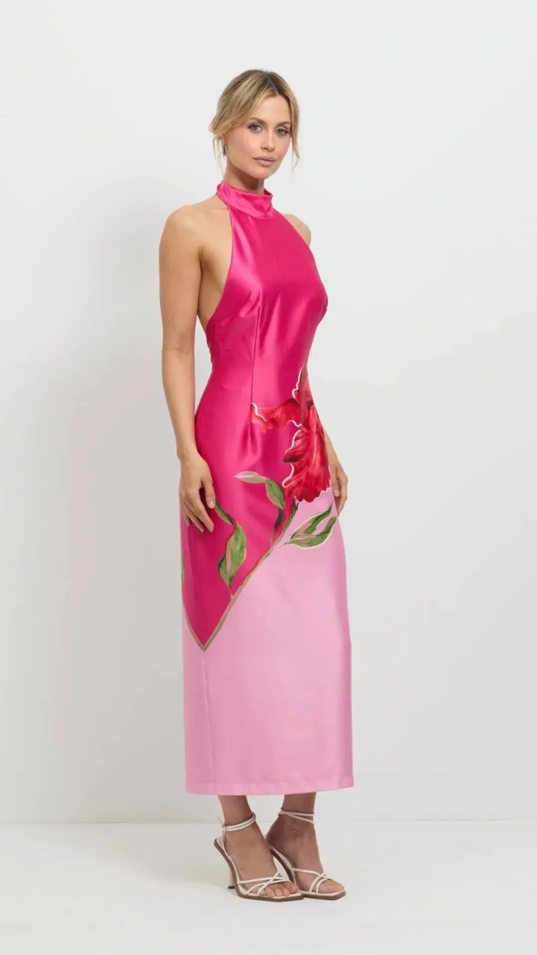 Pasduchas Pompon Halter Midi Dress Pink Size AU 10 photo 3