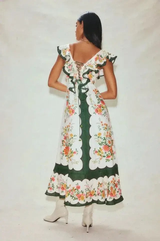 Alemais Elisabetta Ruffle Midi Dress Floral Size AU 10 photo 4