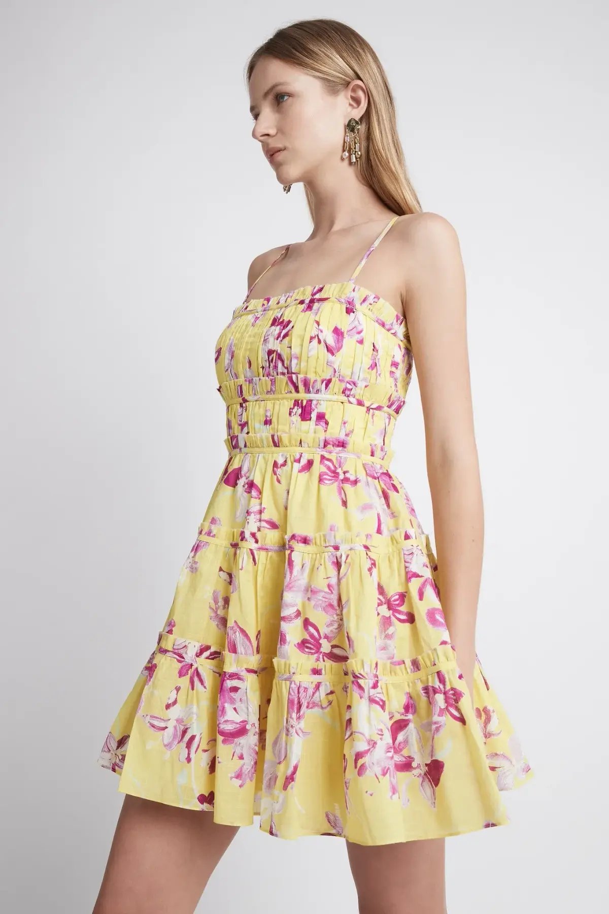 Aje Wildflower Mini Dress in Sunshine Fuchsia Floral Size 8 photo 2
