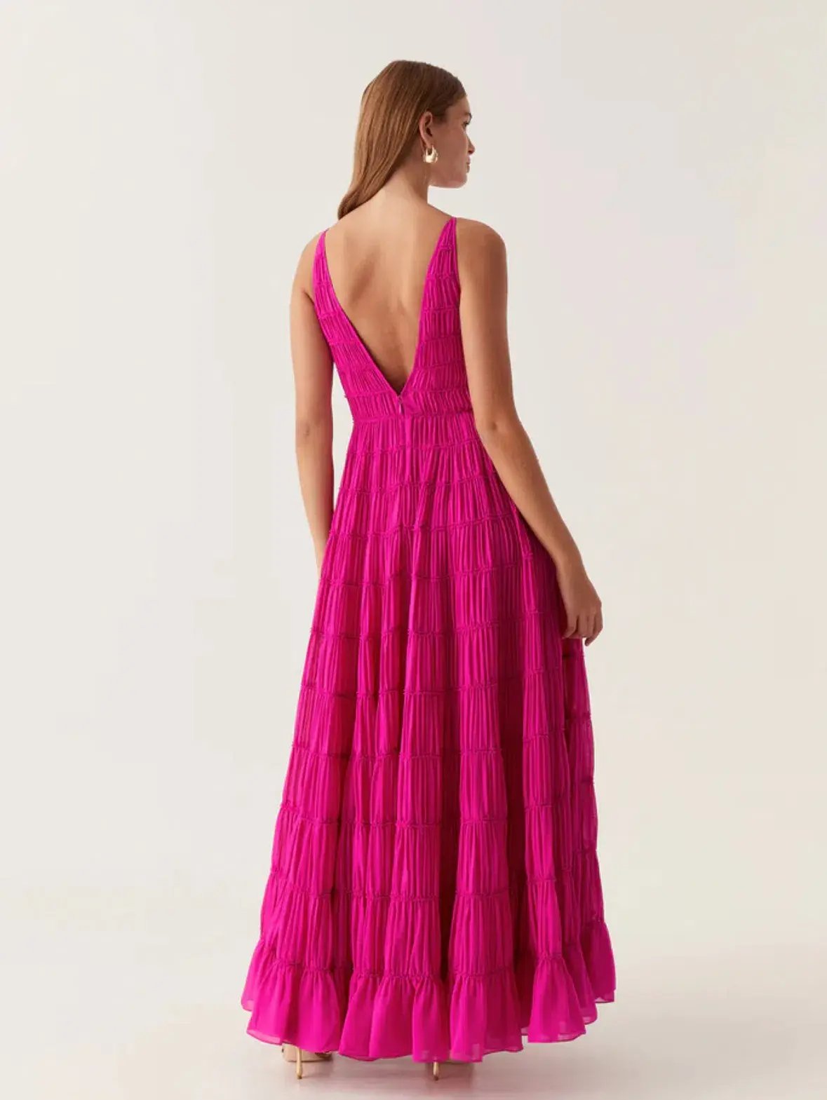 Aje Rosewood Ruched Gown Magenta Size  14 photo 4