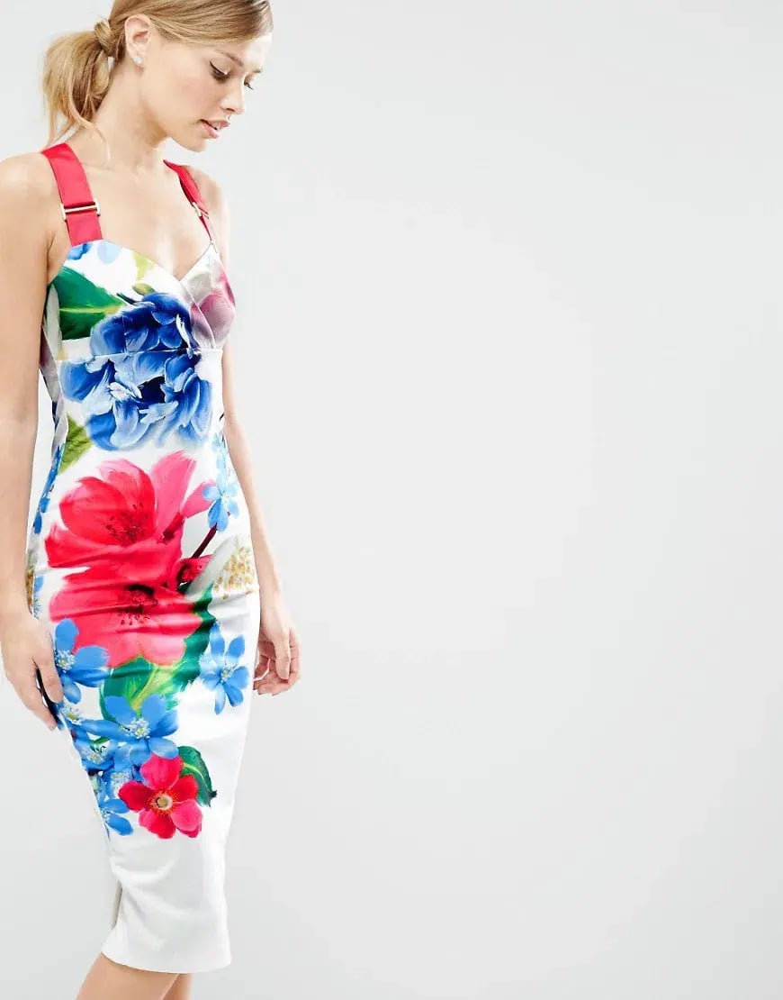 Ted Baker Alexie Dress in Forget Me Not Print in White Size 8 photo 4