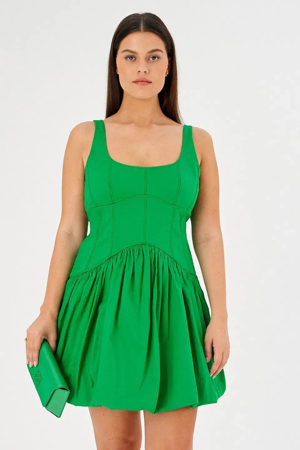 Oroton Short Tie Back Bow Dress Jewel Green Size 8 photo 6