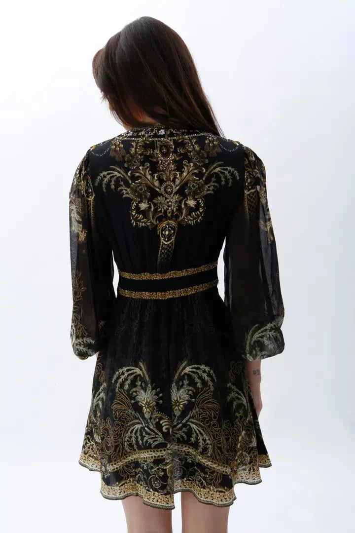 Camilla The Night Is Noir Curved Waistband Short Dress in Black Size S / AU 10 photo 3