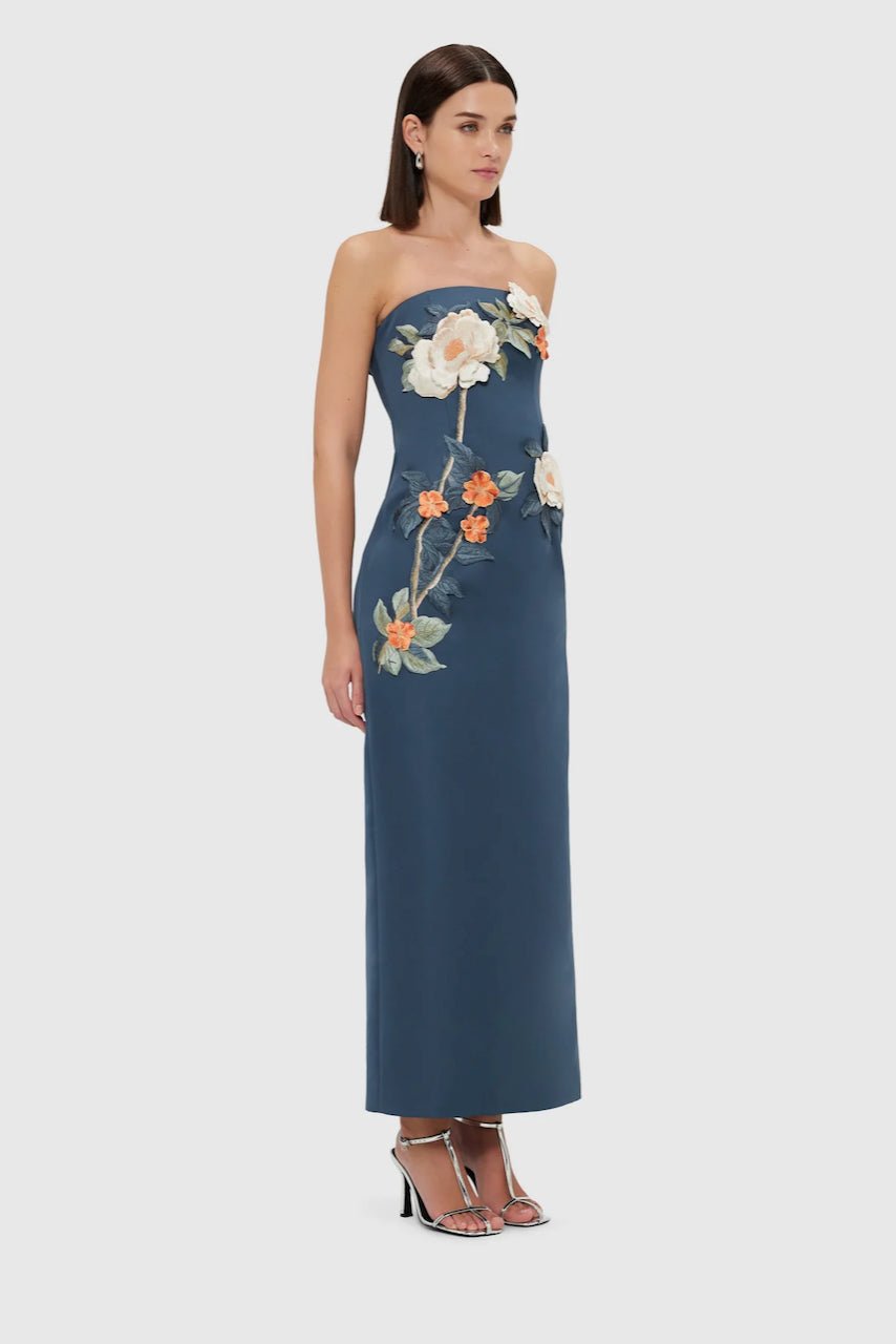 LEO LIN RAYNA APPLIQUÉ FLORAL BUSTIER MAXI DRESS - PEAR BLOSSOM photo 5