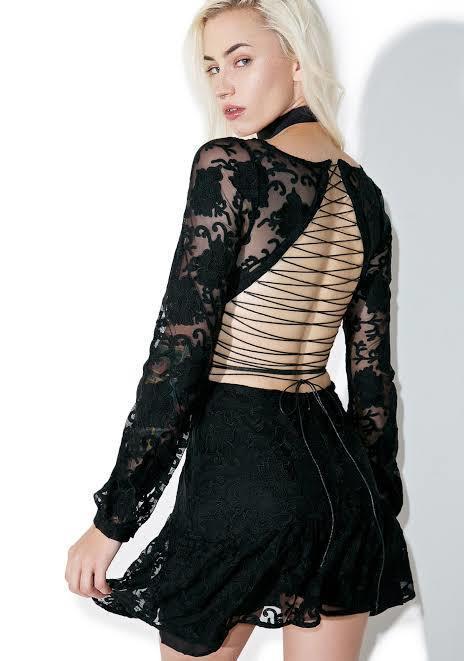 For Love and Lemons Jolene Lace-Up Dress Black Size S photo 2
