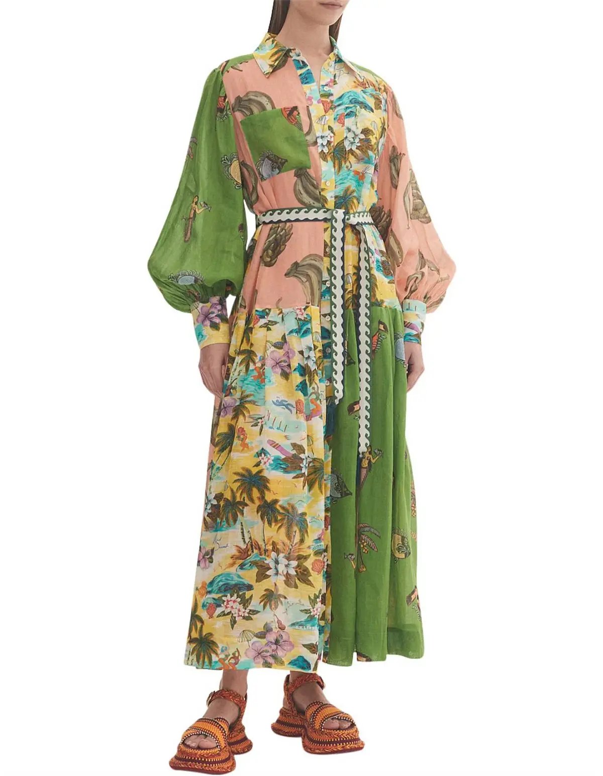 Alemais Holiday Patchwork Shirtdress Multi Size AU 16 photo 2