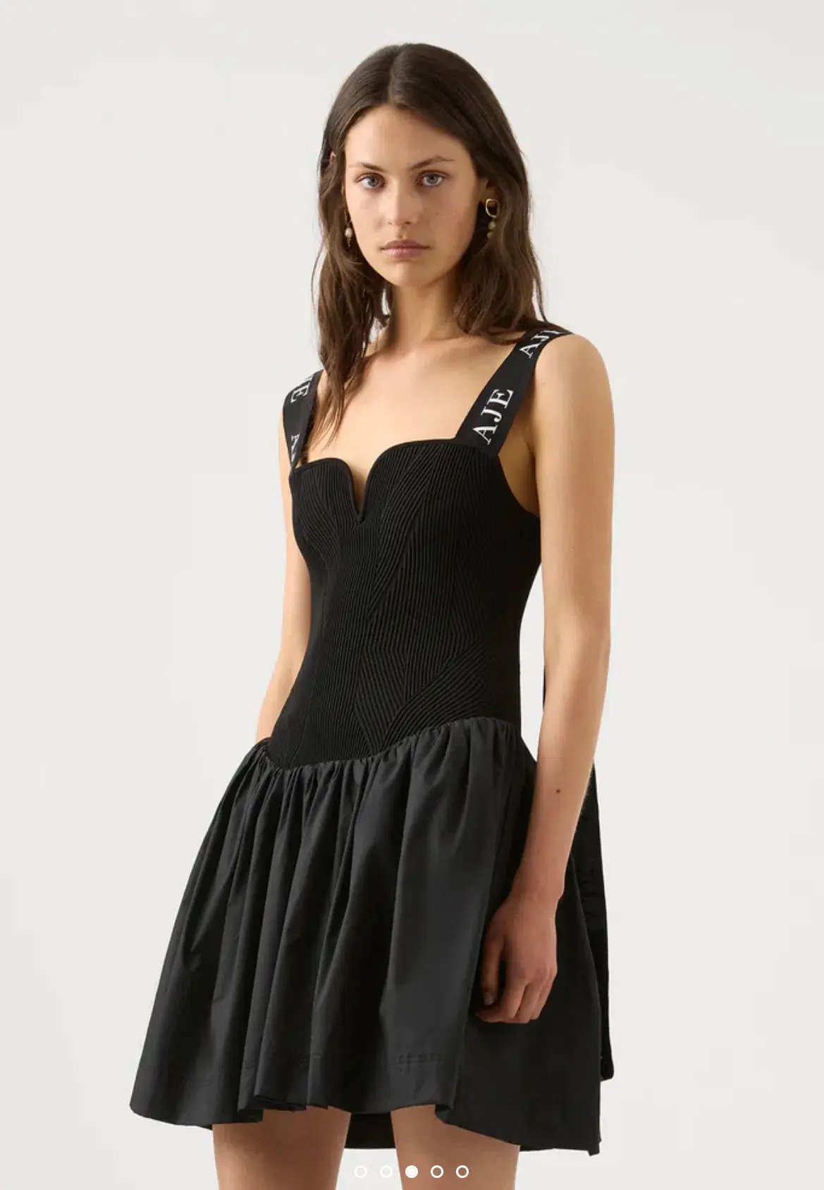 Aje Mira Logo Strap Tulip Mini Dress Black Size XL / Au 14 photo 2