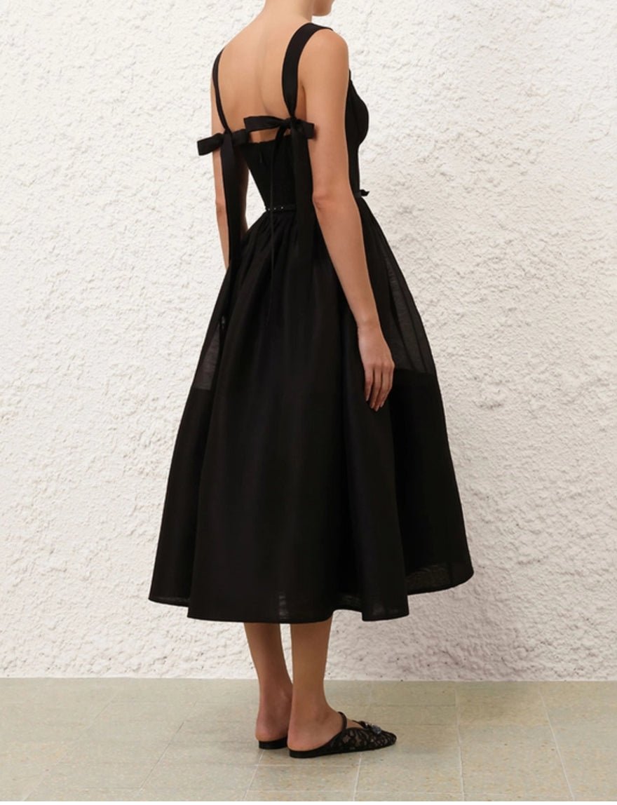 Zimmermann Crush Picnic Midi Dress In Black photo 2