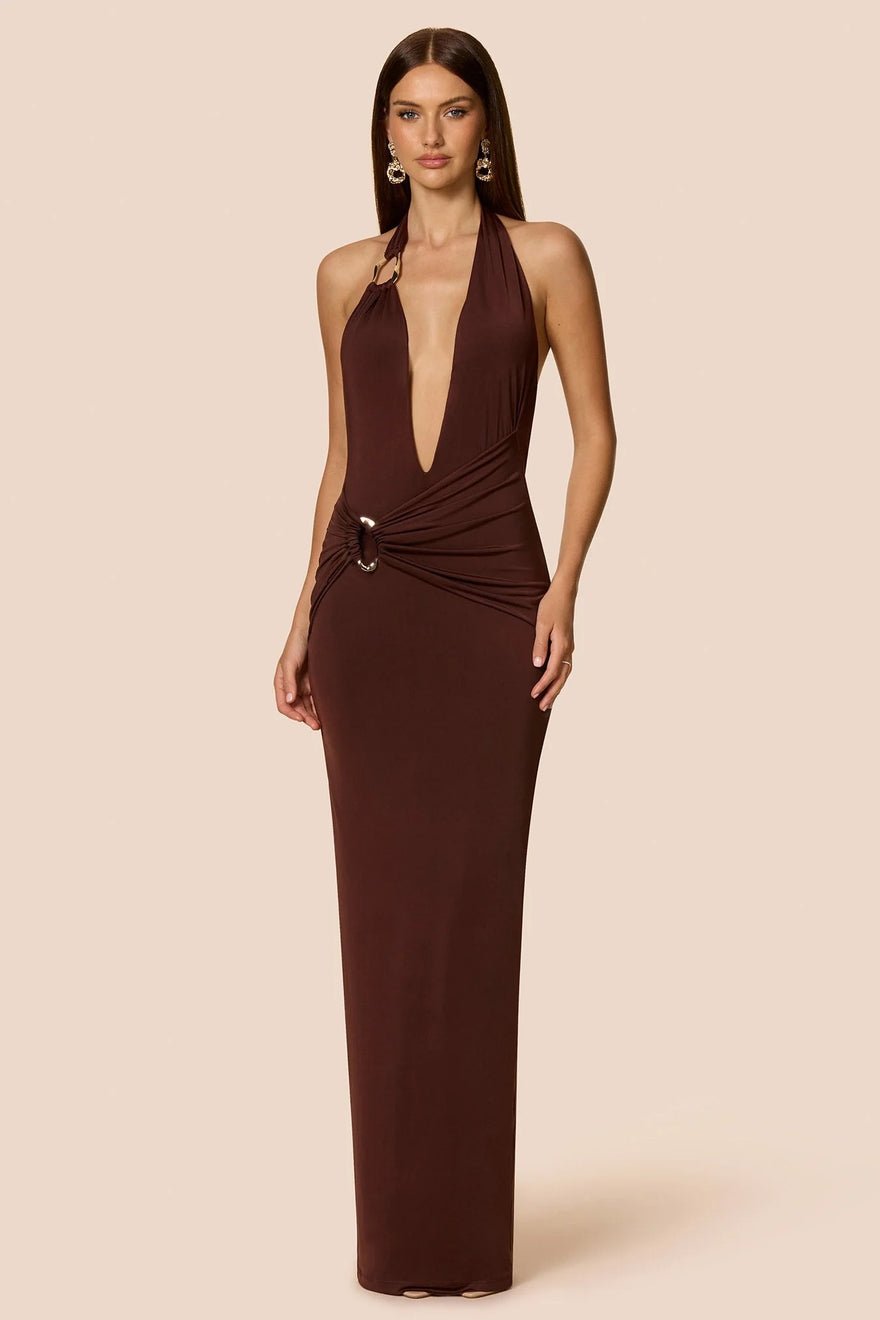 Nookie Leonie Halter Maxi Dress - Cocoa photo 4
