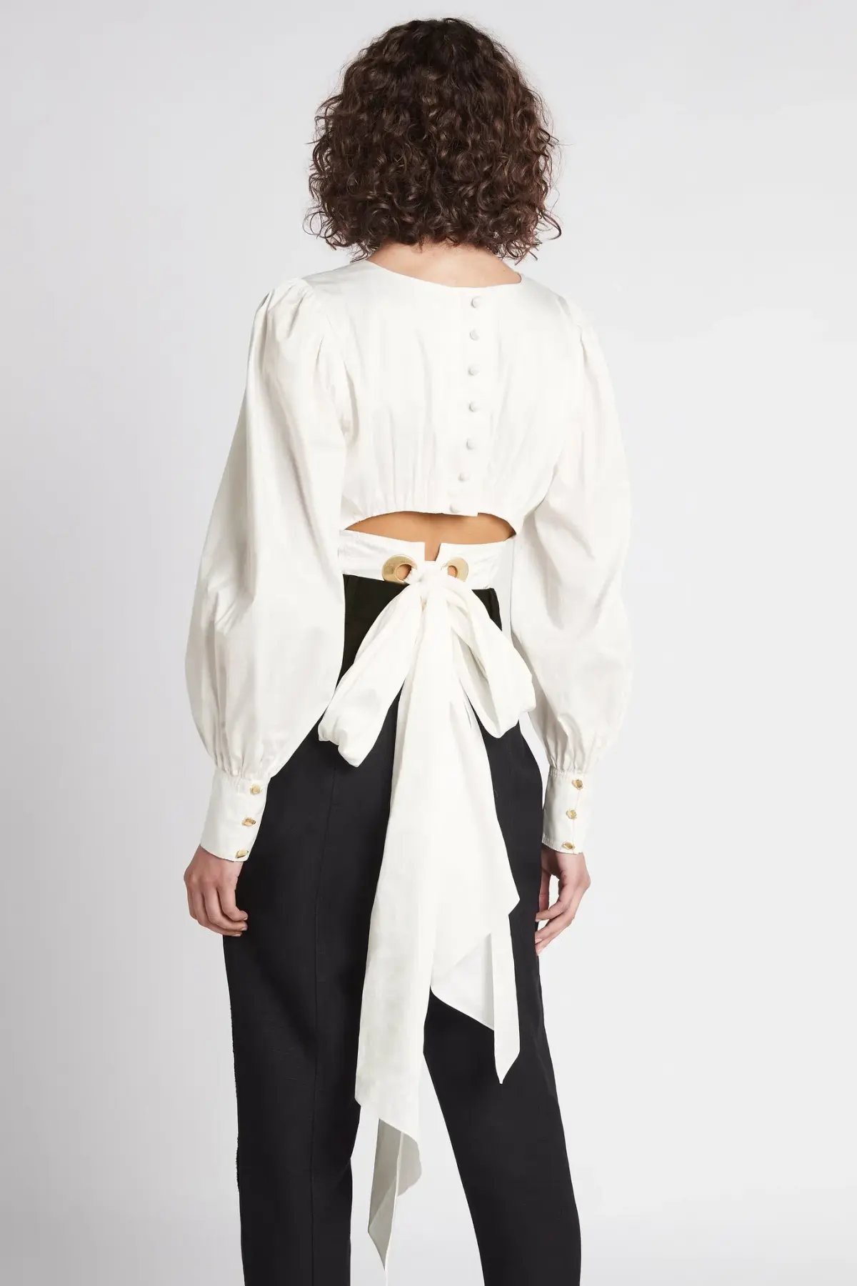 Aje Poised Lace Up Cropped Top Ivory Size 12 / L photo 5