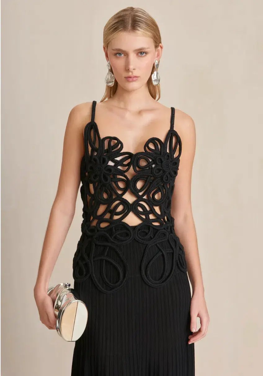 Cult Gaia Nalda Knit Midi Dress in Black Size XS / AU 6 photo 3