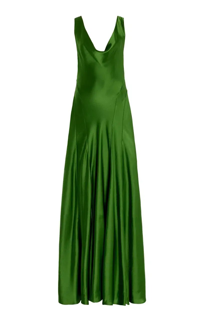ANNA QUAN Keira Draped Maxi Dress Gown in Green Fern 10 photo 12